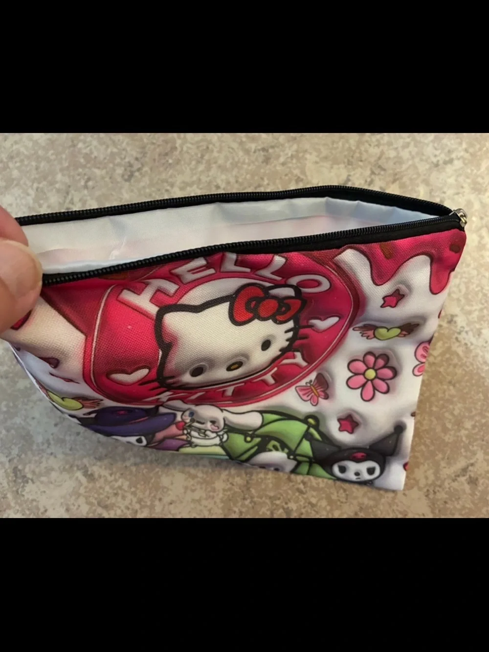 New! Bag of Hello Kitty Large Capacity Cosmetic Bag. Cute Design. 8.9” x 6.5”.
